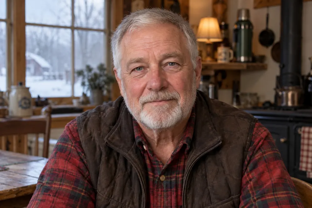 Portrait of Walt Hensley, the book's narrator, at a kitchen table